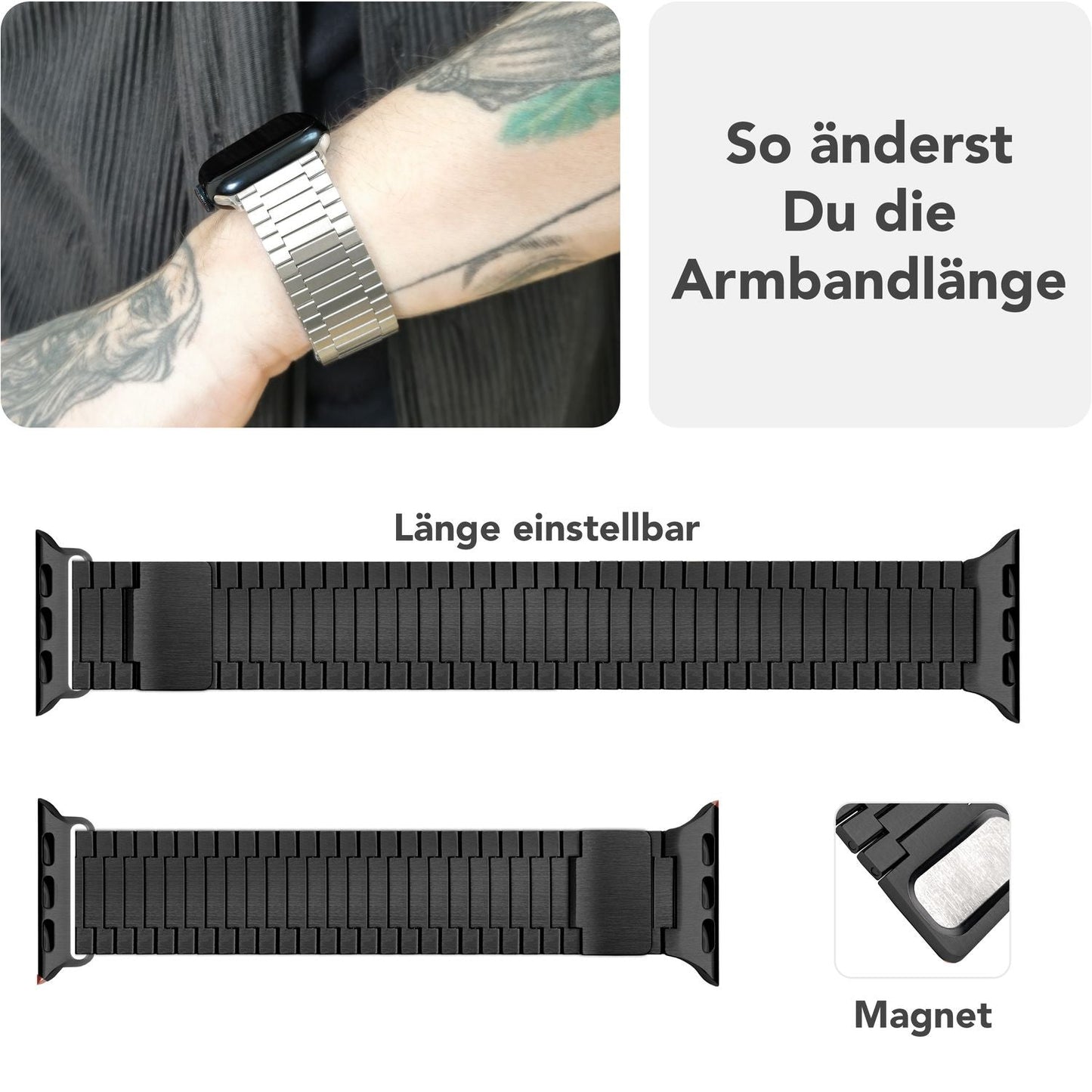 NALIA Chronos Metall Armband kompatibel mit Apple Watch Armband Ultra/SE iWatch Series 10 9 8 7 6 5 4 3 2 1, 42/44/45/46/49mm, Edelstahl Loop-Armband Magnetverschluss, Rostfrei