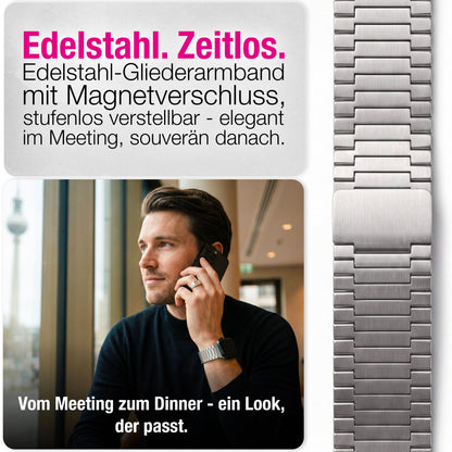 NALIA Chronos Metall Armband kompatibel mit Apple Watch Armband Ultra/SE iWatch Series 10 9 8 7 6 5 4 3 2 1, 42/44/45/46/49mm, Edelstahl Loop-Armband Magnetverschluss, Rostfrei