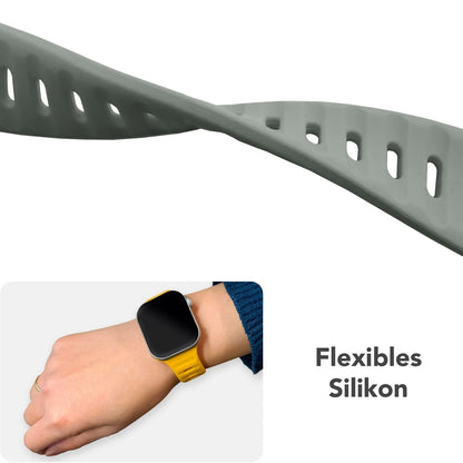 NALIA Motion Silikon Armband kompatibel mit Apple Watch Armband iWatch Series SE/10/9/8/7/6/5/4/3/2/1, 38/40/41/42mm, Ersatzarmband Soft Sportarmband mit Steck-Pin Verschluss