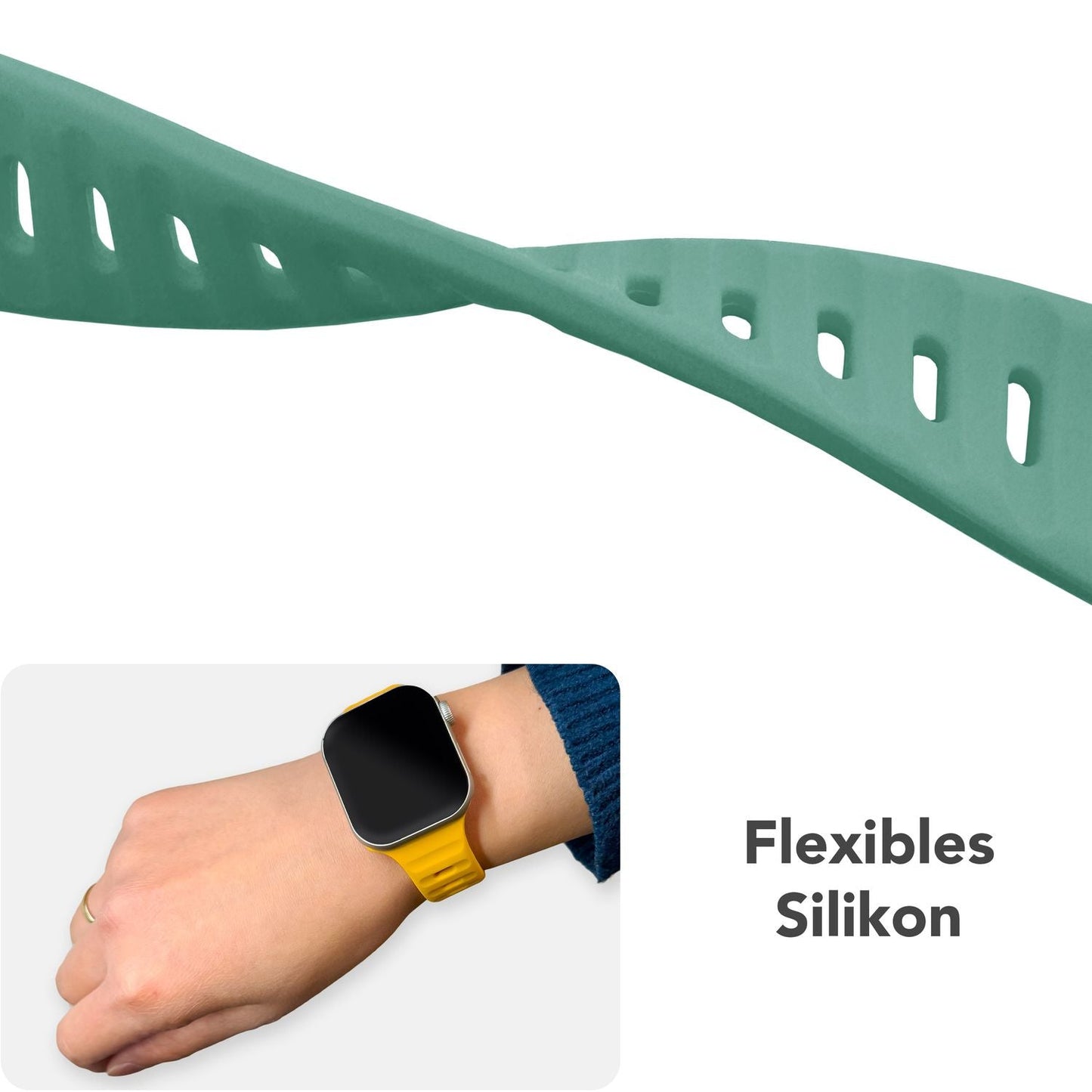 NALIA Motion Silikon Armband kompatibel mit Apple Watch Armband iWatch Series SE/10/9/8/7/6/5/4/3/2/1, 38/40/41/42mm, Ersatzarmband Soft Sportarmband mit Steck-Pin Verschluss