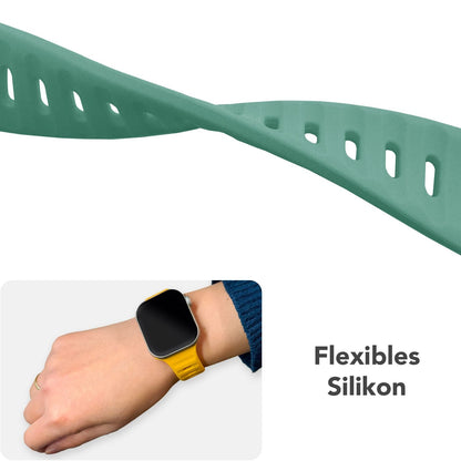 NALIA Motion Silikon Armband kompatibel mit Apple Watch Armband iWatch Series SE/10/9/8/7/6/5/4/3/2/1, 38/40/41/42mm, Ersatzarmband Soft Sportarmband mit Steck-Pin Verschluss