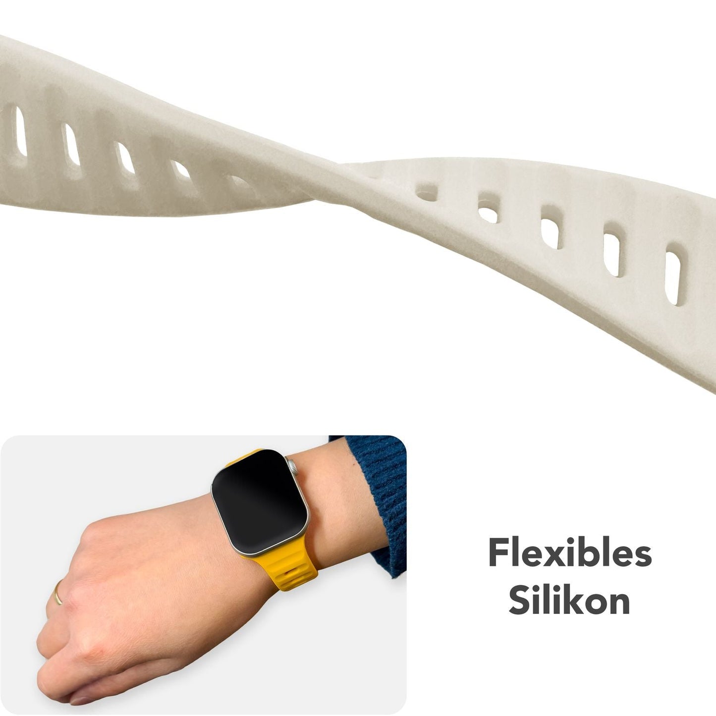 NALIA Motion Silikon Armband kompatibel mit Apple Watch Armband iWatch Series SE/10/9/8/7/6/5/4/3/2/1, 38/40/41/42mm, Ersatzarmband Soft Sportarmband mit Steck-Pin Verschluss