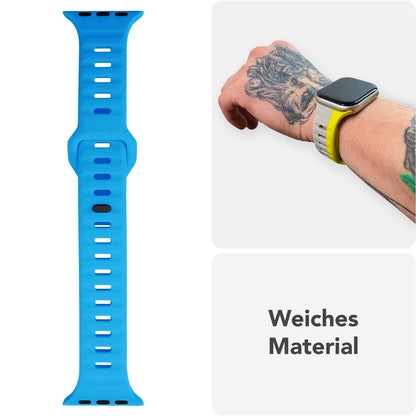 NALIA Motion Silikon Armband kompatibel mit Apple Watch Armband iWatch Series SE/10/9/8/7/6/5/4/3/2/1, 38/40/41/42mm, Ersatzarmband Soft Sportarmband mit Steck-Pin Verschluss