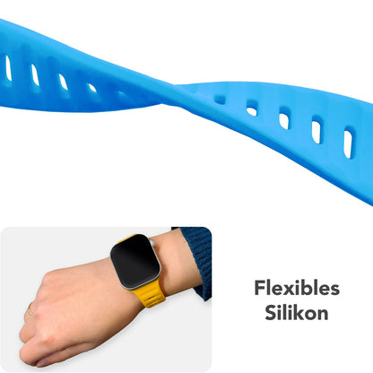 NALIA Motion Silikon Armband kompatibel mit Apple Watch Armband iWatch Series SE/10/9/8/7/6/5/4/3/2/1, 38/40/41/42mm, Ersatzarmband Soft Sportarmband mit Steck-Pin Verschluss