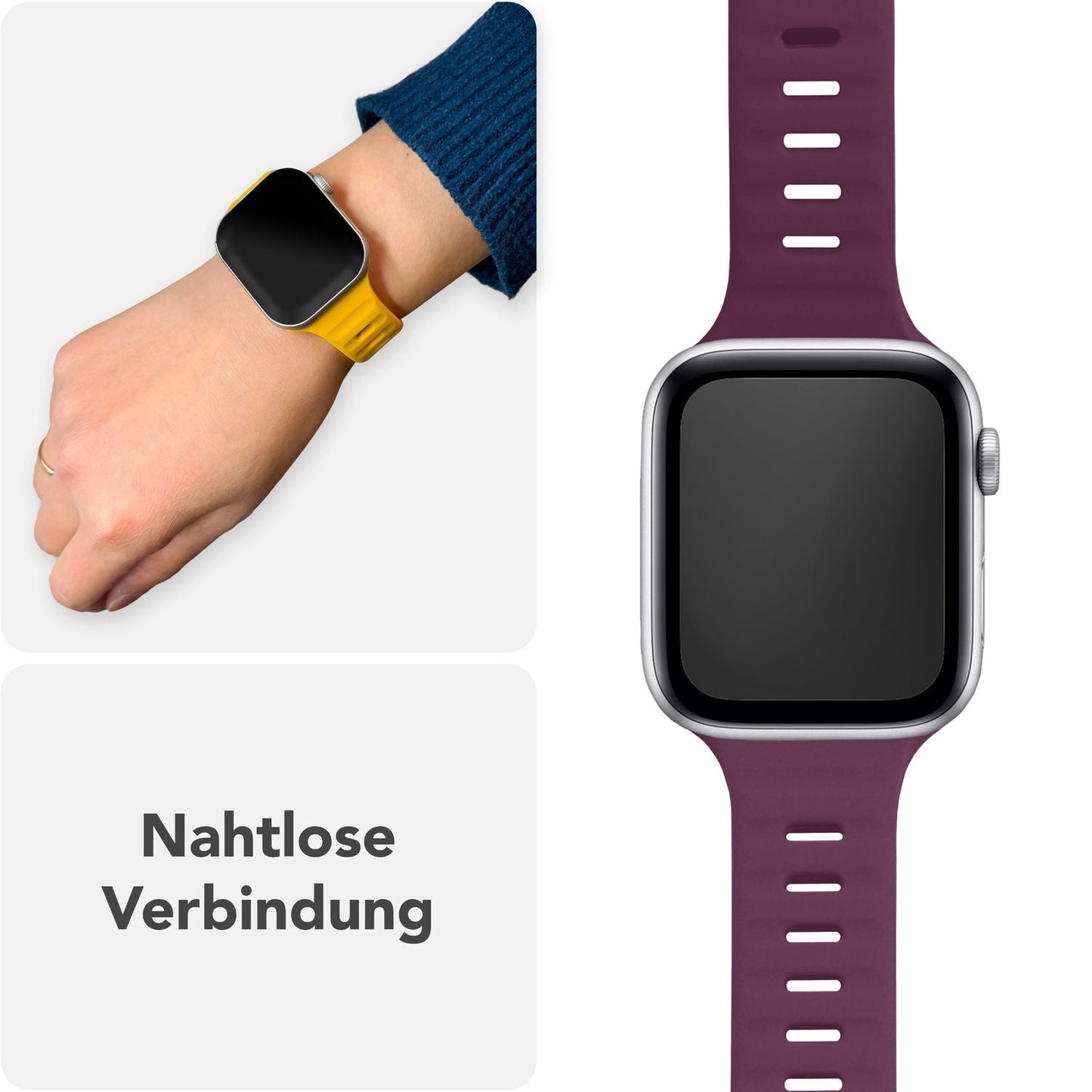 NALIA Motion Silikon Armband kompatibel mit Apple Watch Armband iWatch Series SE/10/9/8/7/6/5/4/3/2/1, 38/40/41/42mm, Ersatzarmband Soft Sportarmband mit Steck-Pin Verschluss