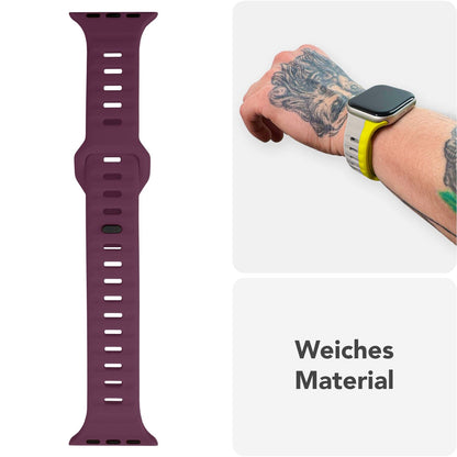 NALIA Motion Silikon Armband kompatibel mit Apple Watch Armband iWatch Series SE/10/9/8/7/6/5/4/3/2/1, 38/40/41/42mm, Ersatzarmband Soft Sportarmband mit Steck-Pin Verschluss