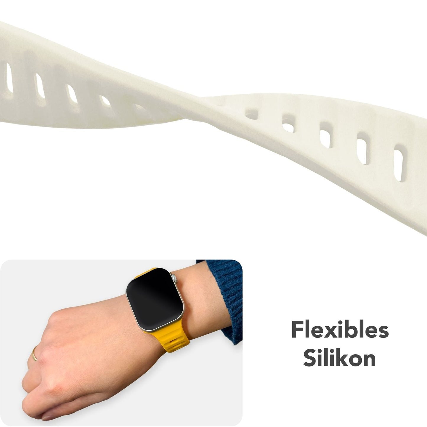NALIA Motion Silikon Armband kompatibel mit Apple Watch Armband iWatch Series SE/10/9/8/7/6/5/4/3/2/1, 38/40/41/42mm, Ersatzarmband Soft Sportarmband mit Steck-Pin Verschluss