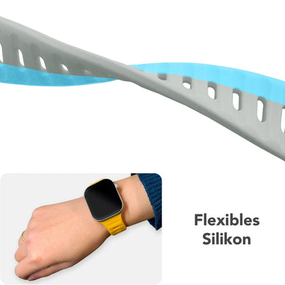 NALIA Motion Silikon Armband kompatibel mit Apple Watch Armband iWatch Series SE/10/9/8/7/6/5/4/3/2/1, 38/40/41/42mm, Ersatzarmband Soft Sportarmband mit Steck-Pin Verschluss