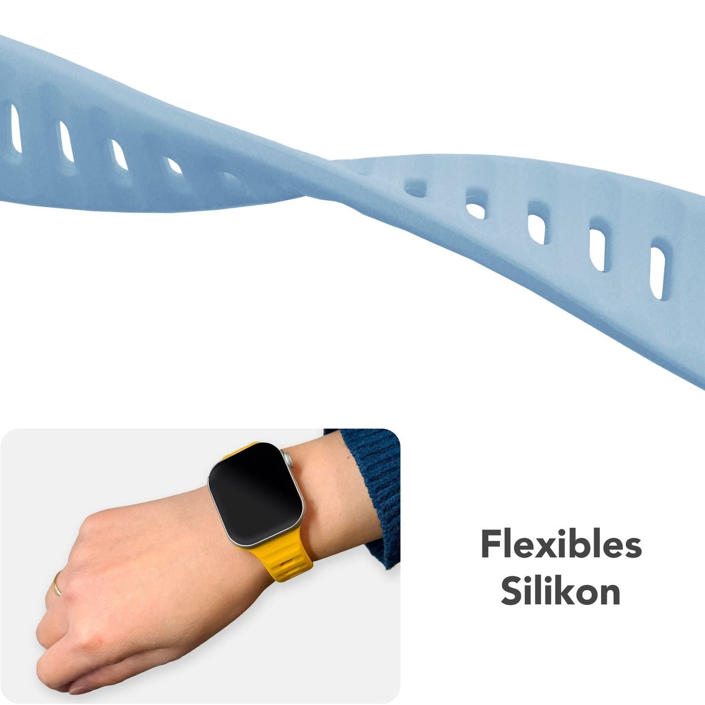 NALIA Motion Silikon Armband kompatibel mit Apple Watch Armband iWatch Series SE/10/9/8/7/6/5/4/3/2/1, 38/40/41/42mm, Ersatzarmband Soft Sportarmband mit Steck-Pin Verschluss