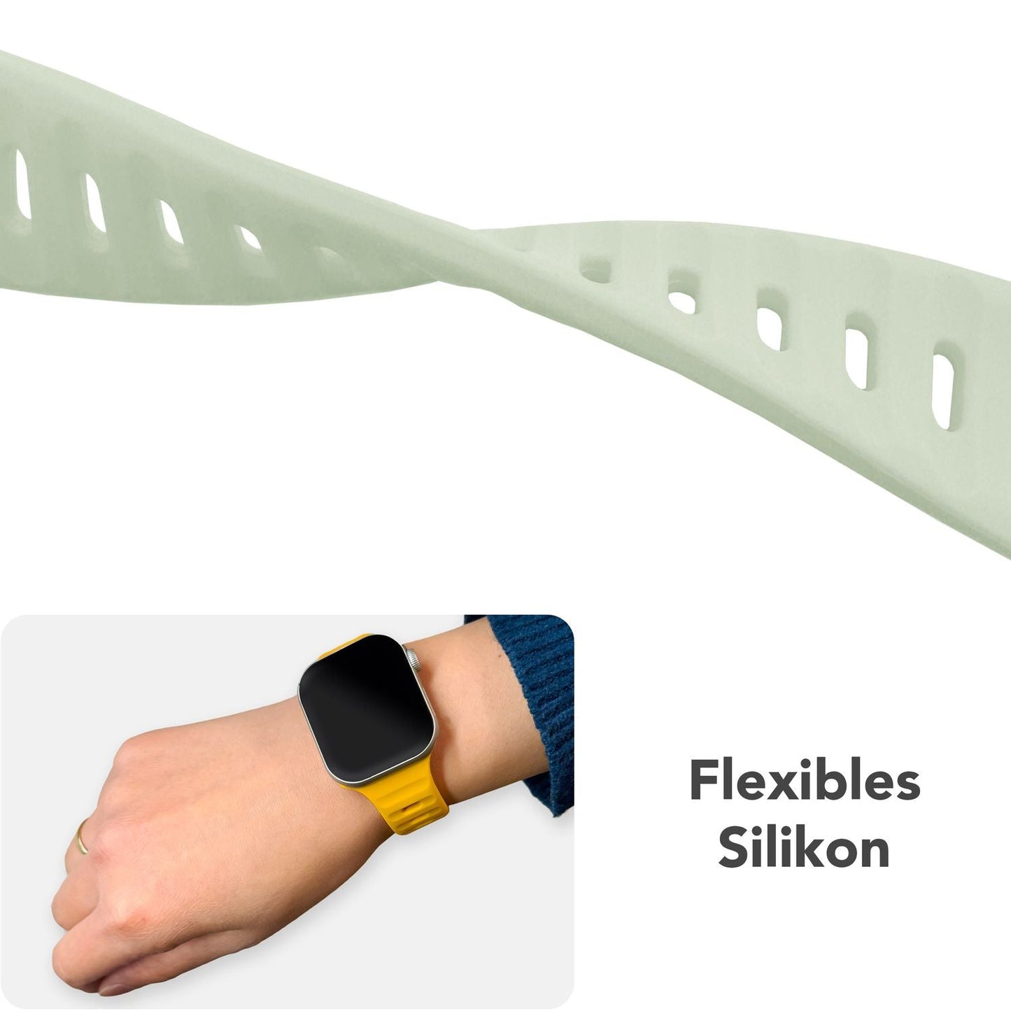 NALIA Motion Silikon Armband kompatibel mit Apple Watch Armband iWatch Series SE/10/9/8/7/6/5/4/3/2/1, 38/40/41/42mm, Ersatzarmband Soft Sportarmband mit Steck-Pin Verschluss