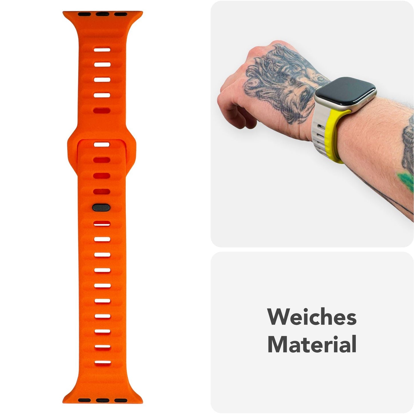 NALIA Motion Silikon Armband kompatibel mit Apple Watch Armband iWatch Series SE/10/9/8/7/6/5/4/3/2/1, 38/40/41/42mm, Ersatzarmband Soft Sportarmband mit Steck-Pin Verschluss