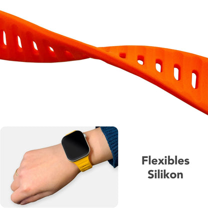NALIA Motion Silikon Armband kompatibel mit Apple Watch Armband iWatch Series SE/10/9/8/7/6/5/4/3/2/1, 38/40/41/42mm, Ersatzarmband Soft Sportarmband mit Steck-Pin Verschluss