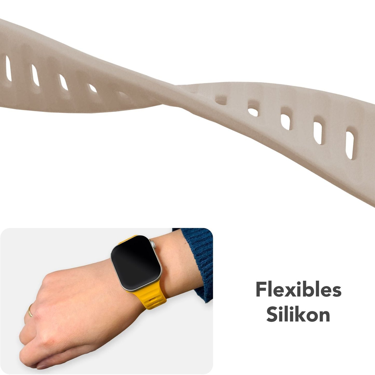 NALIA Motion Silikon Armband kompatibel mit Apple Watch Armband iWatch Series SE/10/9/8/7/6/5/4/3/2/1, 38/40/41/42mm, Ersatzarmband Soft Sportarmband mit Steck-Pin Verschluss