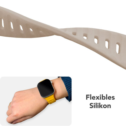 NALIA Motion Silikon Armband kompatibel mit Apple Watch Armband iWatch Series SE/10/9/8/7/6/5/4/3/2/1, 38/40/41/42mm, Ersatzarmband Soft Sportarmband mit Steck-Pin Verschluss