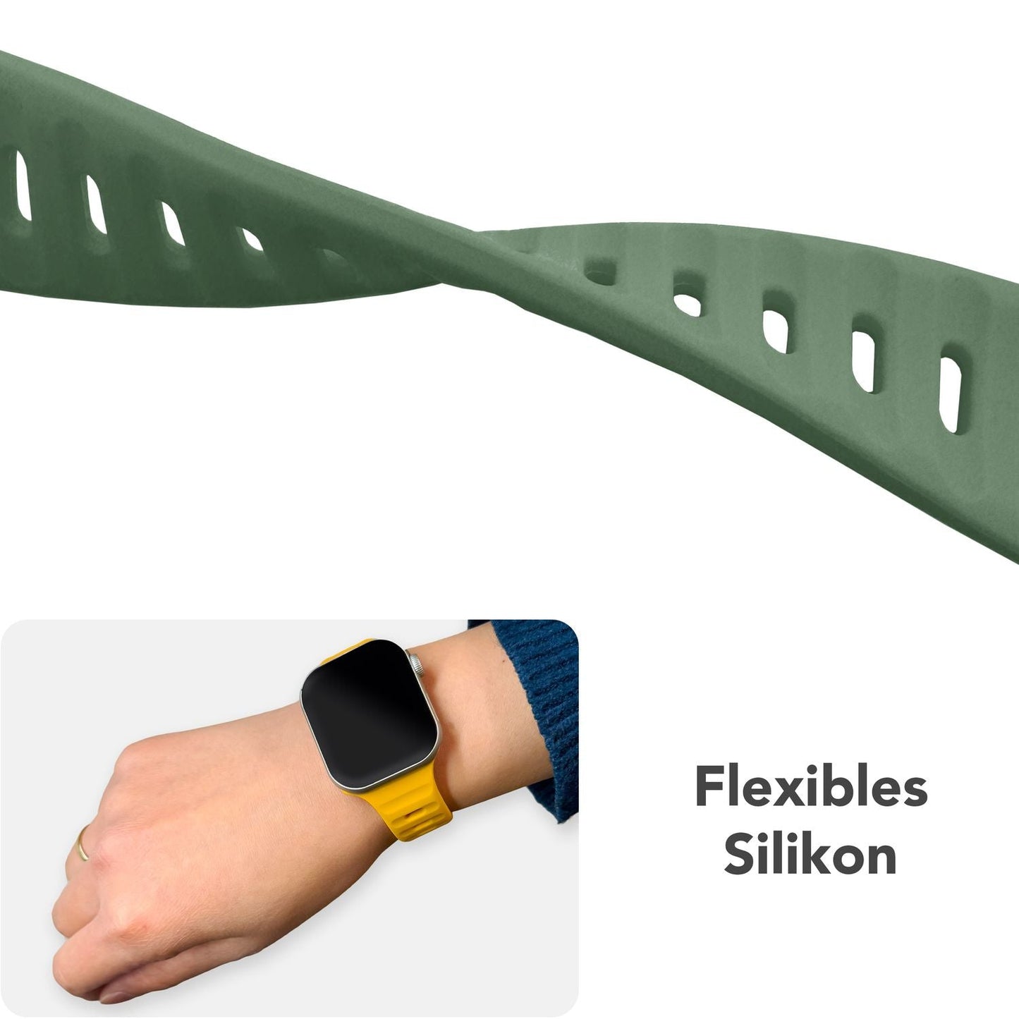 NALIA Motion Silikon Armband kompatibel mit Apple Watch Armband iWatch Series SE/10/9/8/7/6/5/4/3/2/1, 38/40/41/42mm, Ersatzarmband Soft Sportarmband mit Steck-Pin Verschluss