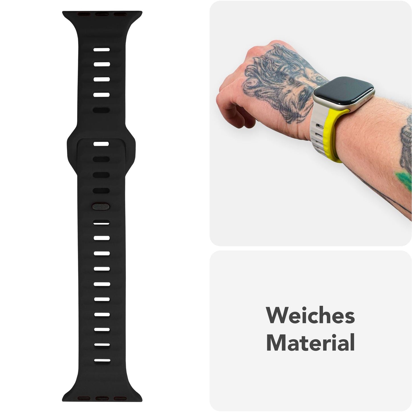 NALIA Motion Silikon Armband kompatibel mit Apple Watch Armband iWatch Series SE/10/9/8/7/6/5/4/3/2/1, 38/40/41/42mm, Ersatzarmband Soft Sportarmband mit Steck-Pin Verschluss