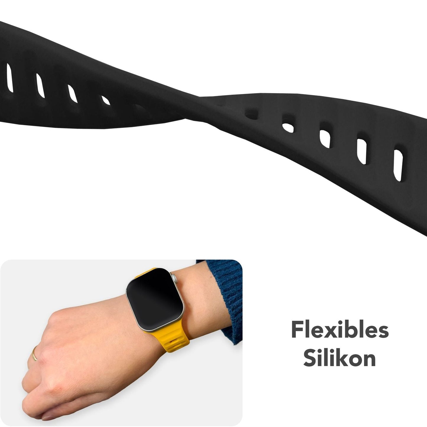NALIA Motion Silikon Armband kompatibel mit Apple Watch Armband iWatch Series SE/10/9/8/7/6/5/4/3/2/1, 38/40/41/42mm, Ersatzarmband Soft Sportarmband mit Steck-Pin Verschluss