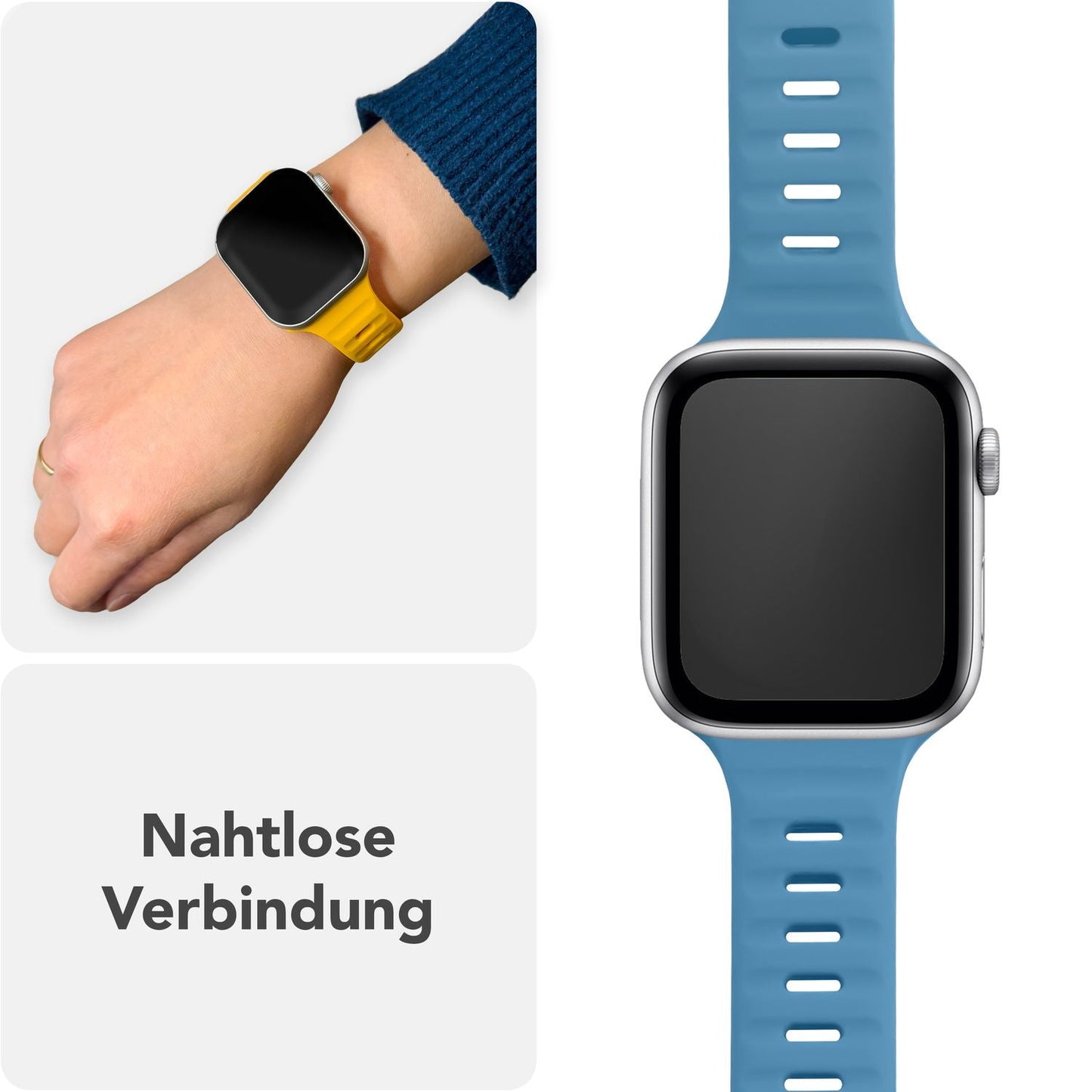 NALIA Motion Silikon Armband kompatibel mit Apple Watch Armband iWatch Series Ultra/SE 10 9 8 7 6 5 4 3 2 1, 42/44/45/46/49mm, Ersatzarmband Sportarmband Steck-Pin Verschluss