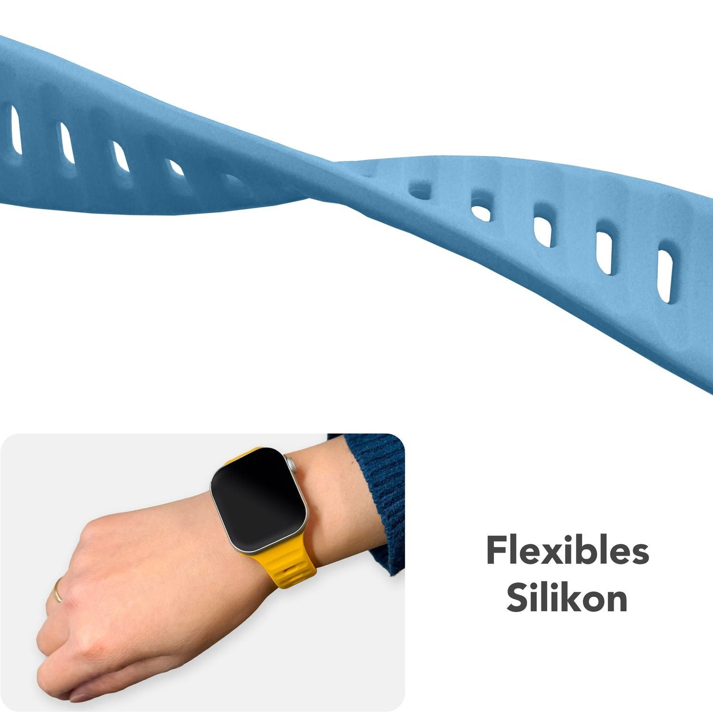 NALIA Motion Silikon Armband kompatibel mit Apple Watch Armband iWatch Series Ultra/SE 10 9 8 7 6 5 4 3 2 1, 42/44/45/46/49mm, Ersatzarmband Sportarmband Steck-Pin Verschluss