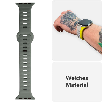 NALIA Motion Silikon Armband kompatibel mit Apple Watch Armband iWatch Series Ultra/SE 10 9 8 7 6 5 4 3 2 1, 42/44/45/46/49mm, Ersatzarmband Sportarmband Steck-Pin Verschluss