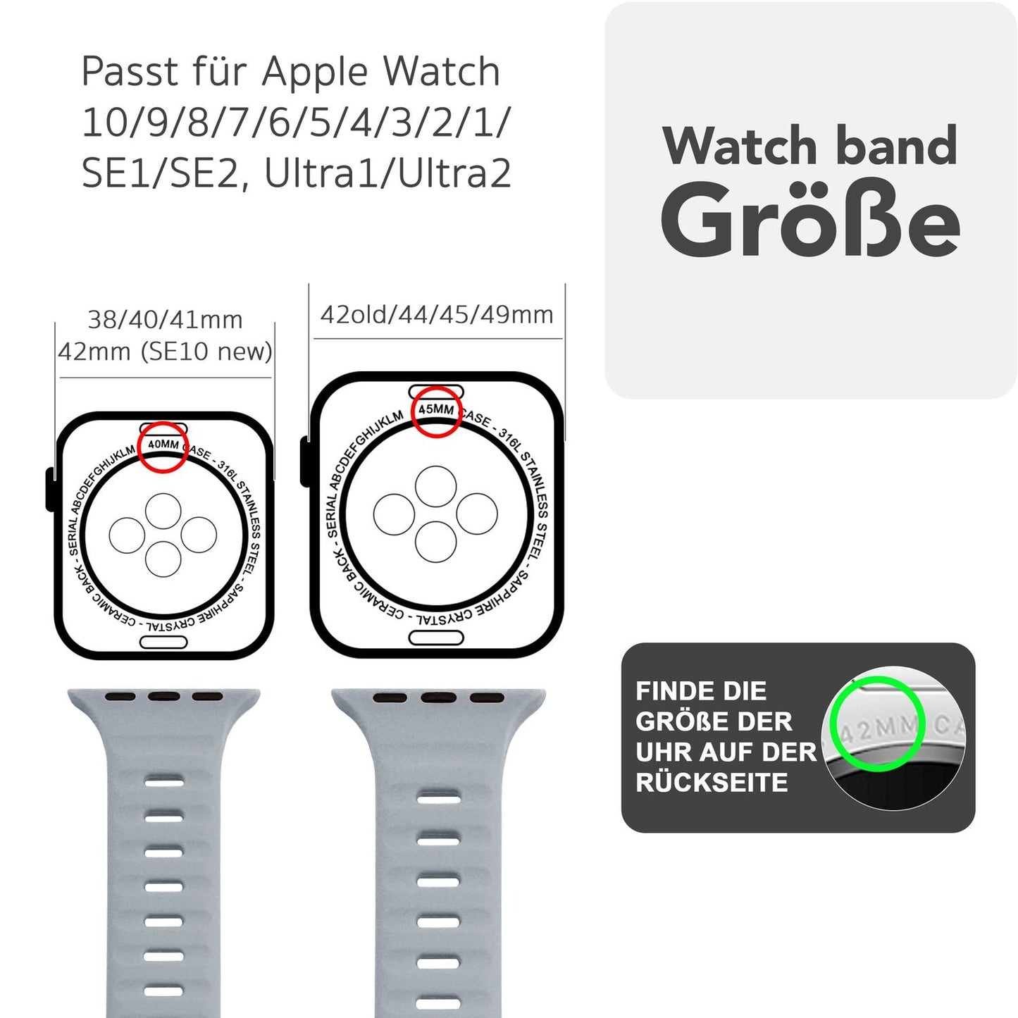 NALIA Motion Silikon Armband kompatibel mit Apple Watch Armband iWatch Series Ultra/SE 10 9 8 7 6 5 4 3 2 1, 42/44/45/46/49mm, Ersatzarmband Sportarmband Steck-Pin Verschluss