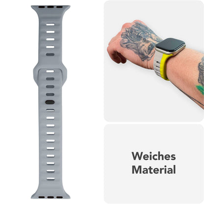 NALIA Motion Silikon Armband kompatibel mit Apple Watch Armband iWatch Series Ultra/SE 10 9 8 7 6 5 4 3 2 1, 42/44/45/46/49mm, Ersatzarmband Sportarmband Steck-Pin Verschluss