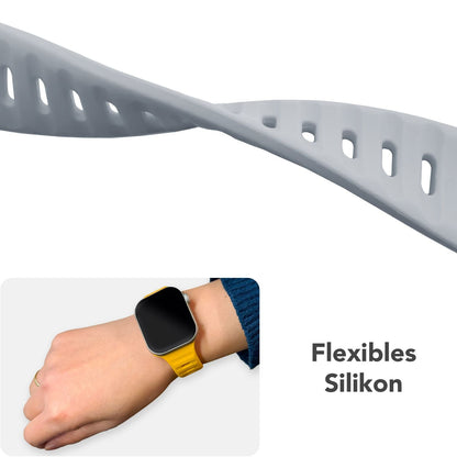 NALIA Motion Silikon Armband kompatibel mit Apple Watch Armband iWatch Series Ultra/SE 10 9 8 7 6 5 4 3 2 1, 42/44/45/46/49mm, Ersatzarmband Sportarmband Steck-Pin Verschluss