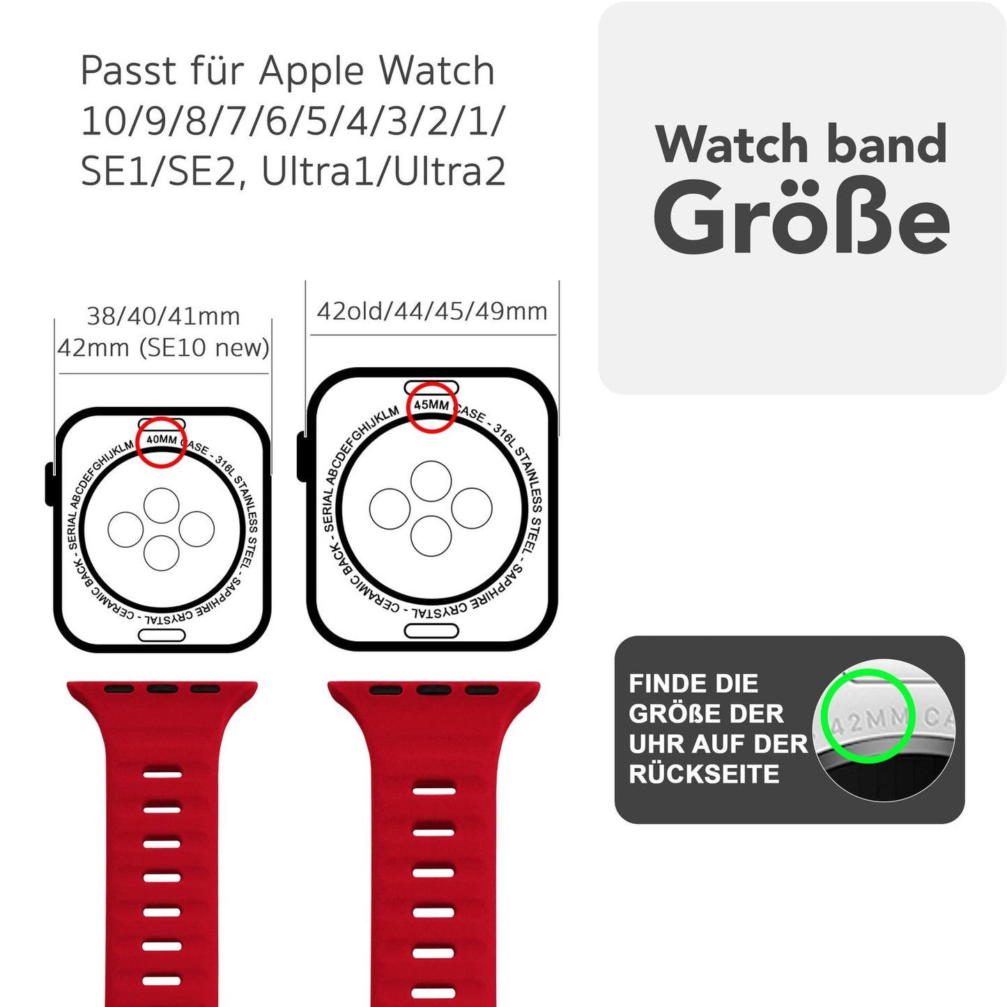 NALIA Motion Silikon Armband kompatibel mit Apple Watch Armband iWatch Series Ultra/SE 10 9 8 7 6 5 4 3 2 1, 42/44/45/46/49mm, Ersatzarmband Sportarmband Steck-Pin Verschluss