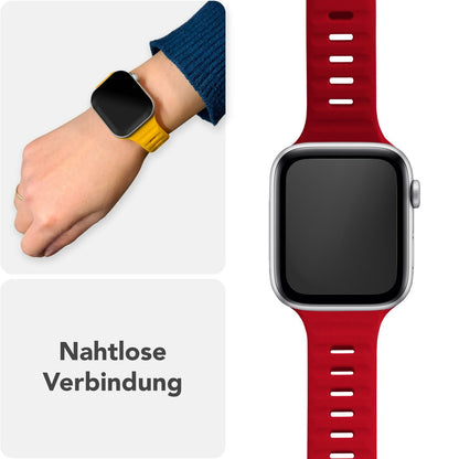 NALIA Motion Silikon Armband kompatibel mit Apple Watch Armband iWatch Series Ultra/SE 10 9 8 7 6 5 4 3 2 1, 42/44/45/46/49mm, Ersatzarmband Sportarmband Steck-Pin Verschluss