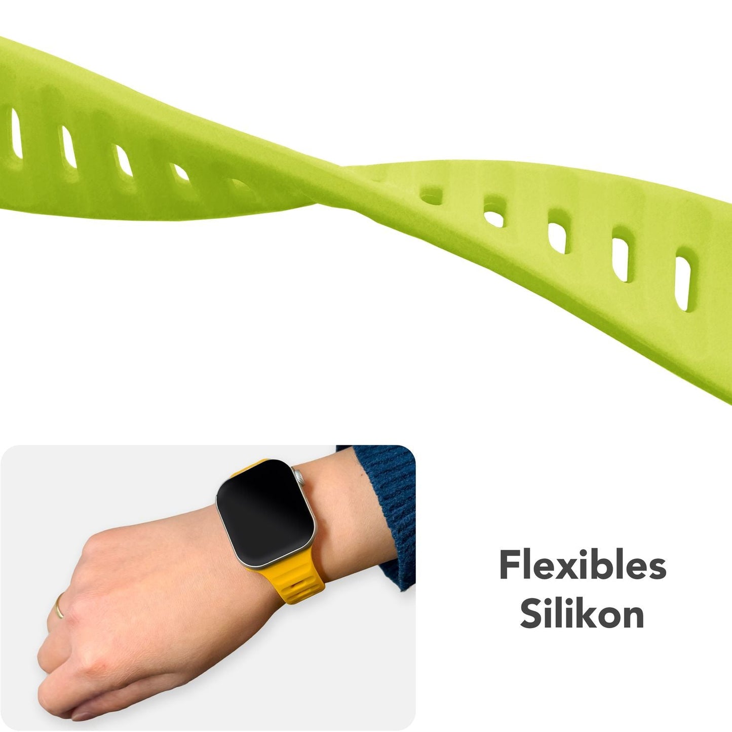 NALIA Motion Silikon Armband kompatibel mit Apple Watch Armband iWatch Series Ultra/SE 10 9 8 7 6 5 4 3 2 1, 42/44/45/46/49mm, Ersatzarmband Sportarmband Steck-Pin Verschluss