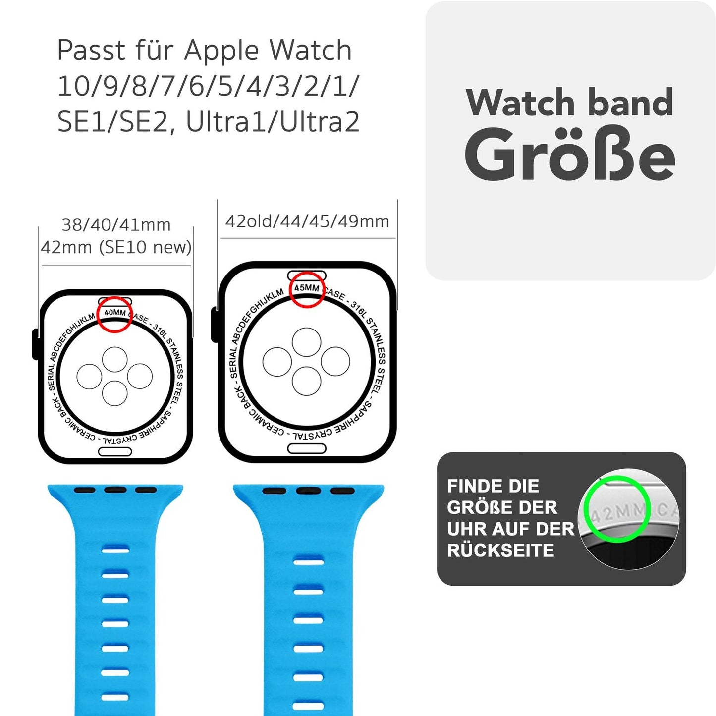 NALIA Motion Silikon Armband kompatibel mit Apple Watch Armband iWatch Series Ultra/SE 10 9 8 7 6 5 4 3 2 1, 42/44/45/46/49mm, Ersatzarmband Sportarmband Steck-Pin Verschluss