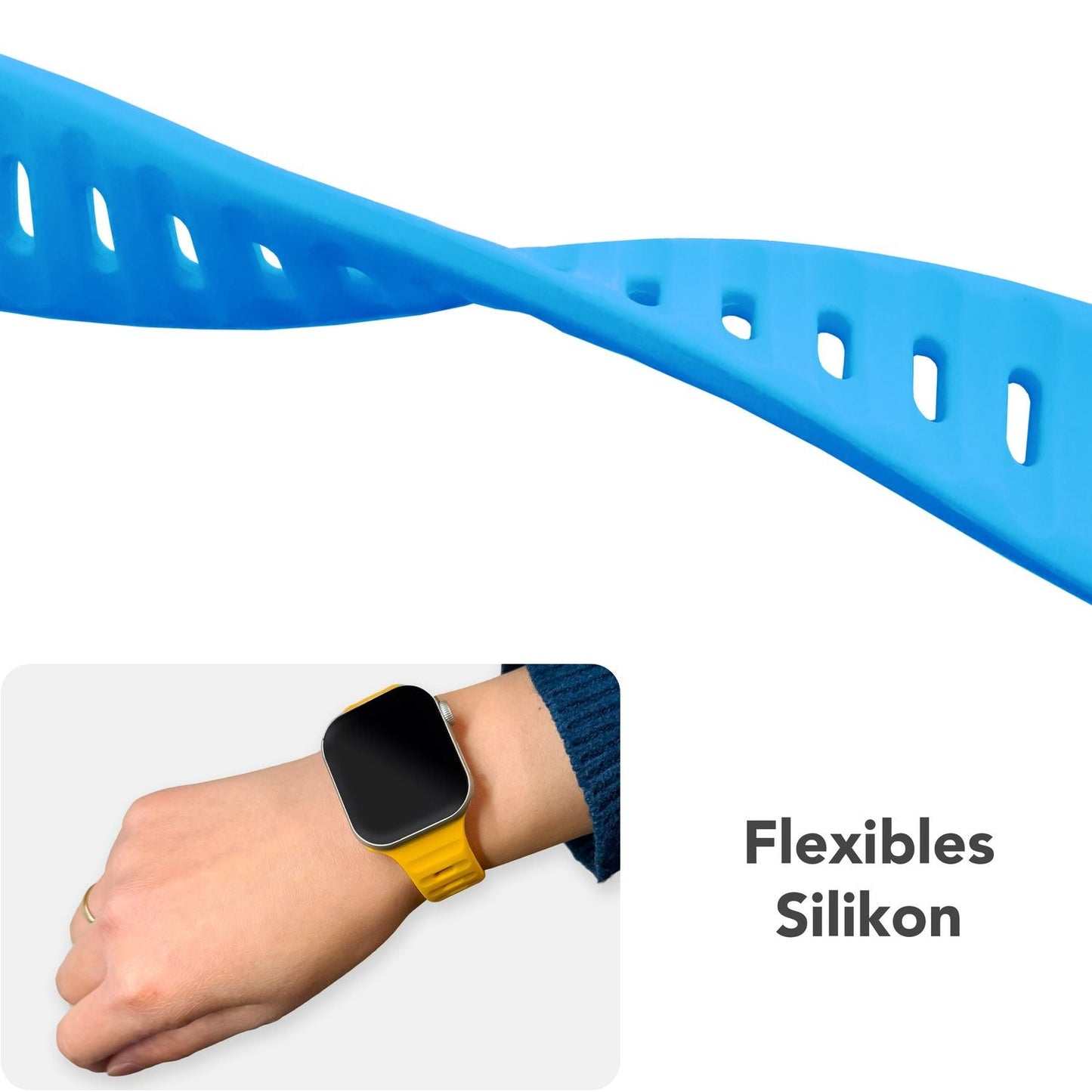 NALIA Motion Silikon Armband kompatibel mit Apple Watch Armband iWatch Series Ultra/SE 10 9 8 7 6 5 4 3 2 1, 42/44/45/46/49mm, Ersatzarmband Sportarmband Steck-Pin Verschluss