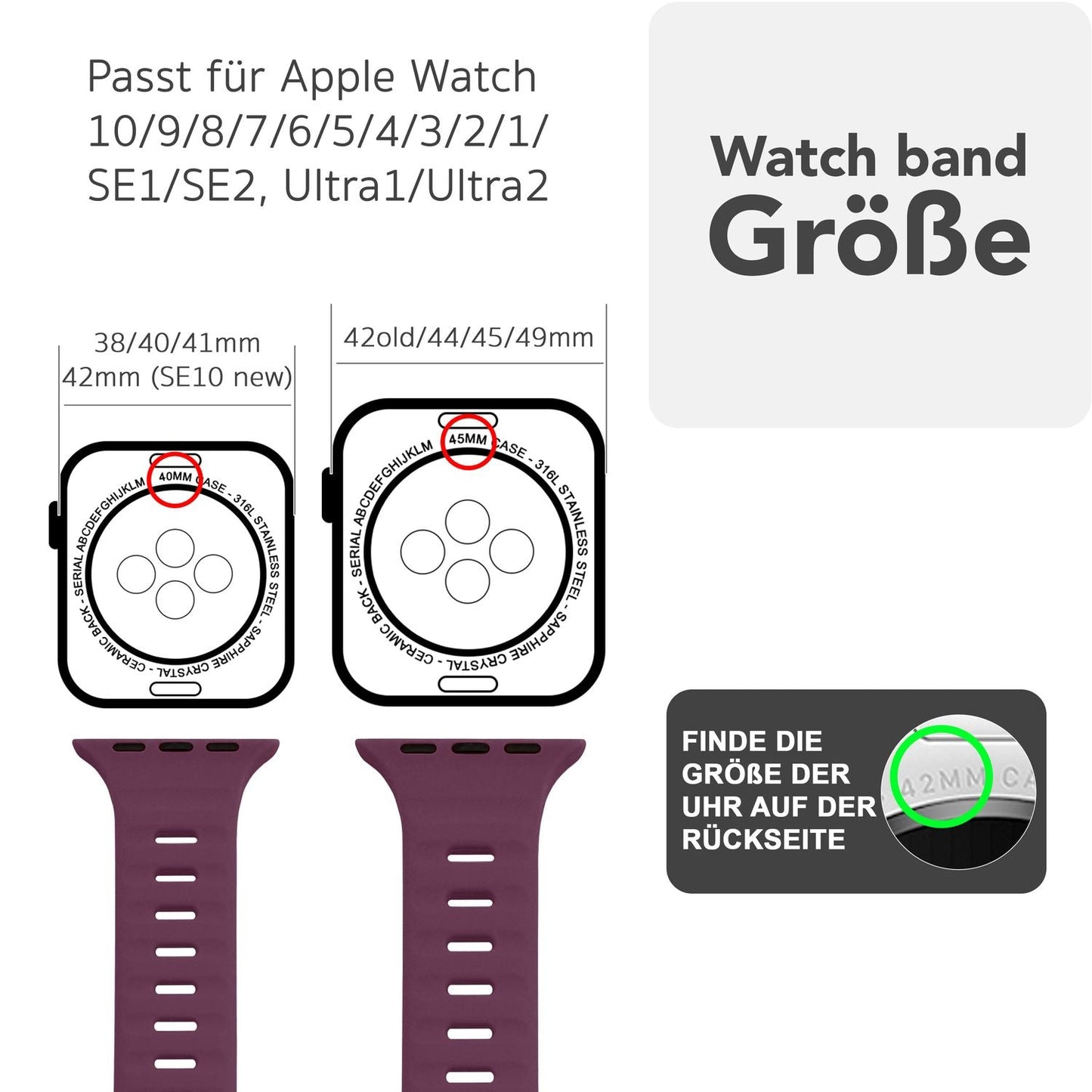 NALIA Motion Silikon Armband kompatibel mit Apple Watch Armband iWatch Series Ultra/SE 10 9 8 7 6 5 4 3 2 1, 42/44/45/46/49mm, Ersatzarmband Sportarmband Steck-Pin Verschluss