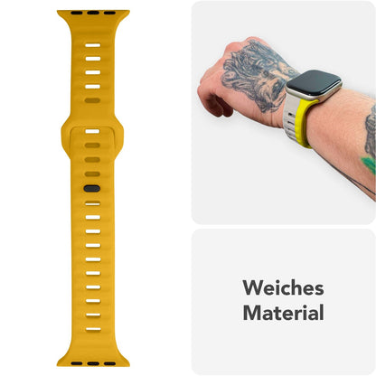 NALIA Motion Silikon Armband kompatibel mit Apple Watch Armband iWatch Series Ultra/SE 10 9 8 7 6 5 4 3 2 1, 42/44/45/46/49mm, Ersatzarmband Sportarmband Steck-Pin Verschluss