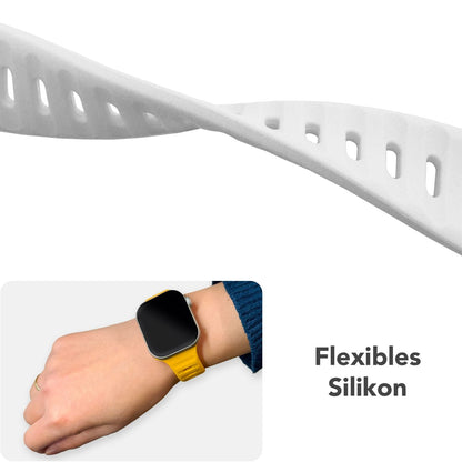 NALIA Motion Silikon Armband kompatibel mit Apple Watch Armband iWatch Series Ultra/SE 10 9 8 7 6 5 4 3 2 1, 42/44/45/46/49mm, Ersatzarmband Sportarmband Steck-Pin Verschluss