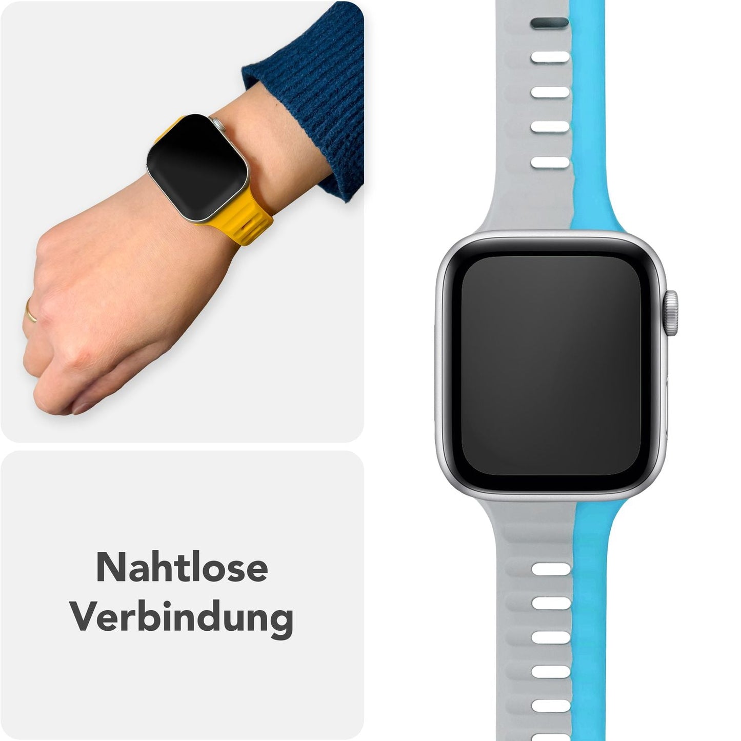 NALIA Motion Silikon Armband kompatibel mit Apple Watch Armband iWatch Series Ultra/SE 10 9 8 7 6 5 4 3 2 1, 42/44/45/46/49mm, Ersatzarmband Sportarmband Steck-Pin Verschluss
