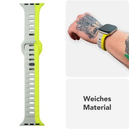 NALIA Motion Silikon Armband kompatibel mit Apple Watch Armband iWatch Series Ultra/SE 10 9 8 7 6 5 4 3 2 1, 42/44/45/46/49mm, Ersatzarmband Sportarmband Steck-Pin Verschluss