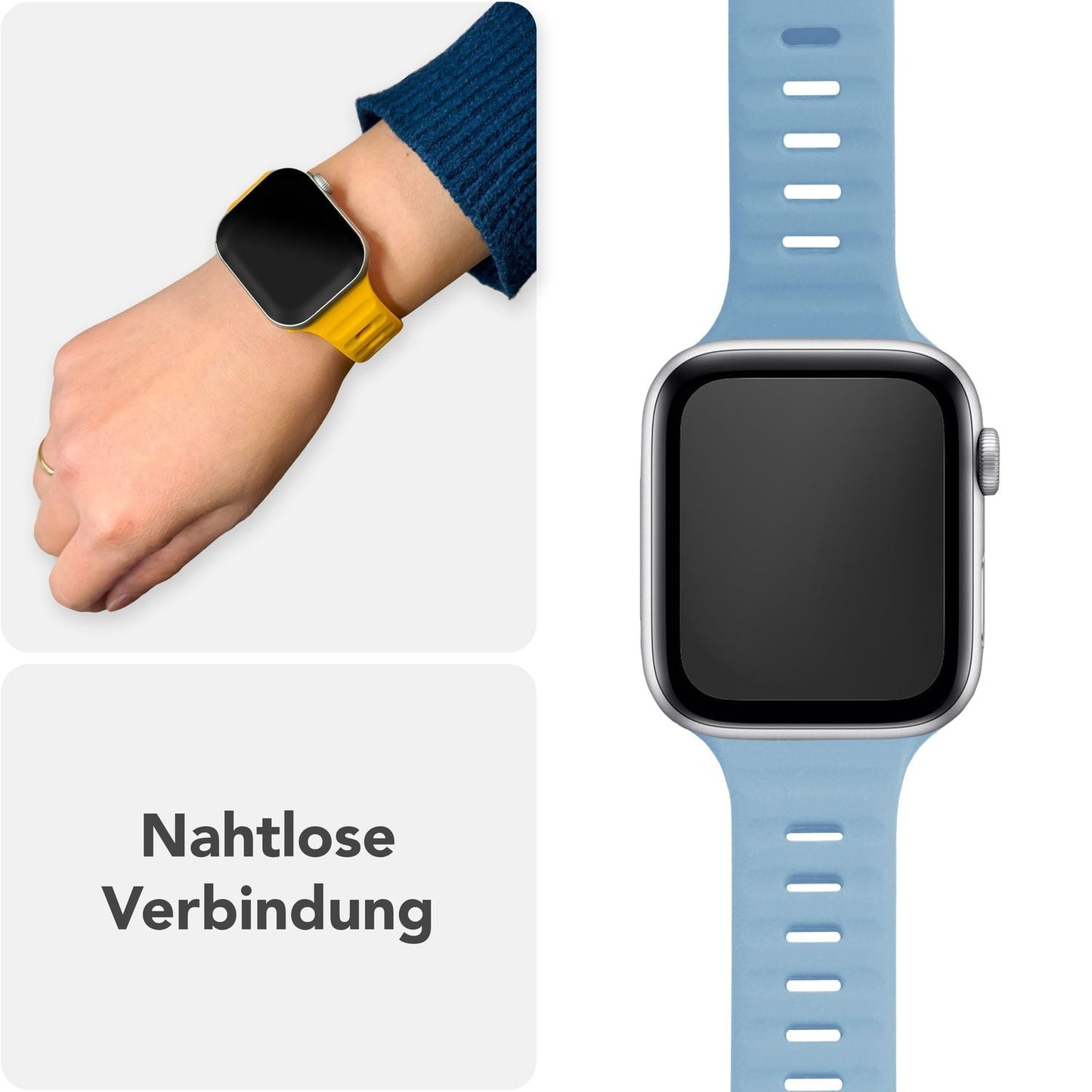 NALIA Motion Silikon Armband kompatibel mit Apple Watch Armband iWatch Series Ultra/SE 10 9 8 7 6 5 4 3 2 1, 42/44/45/46/49mm, Ersatzarmband Sportarmband Steck-Pin Verschluss