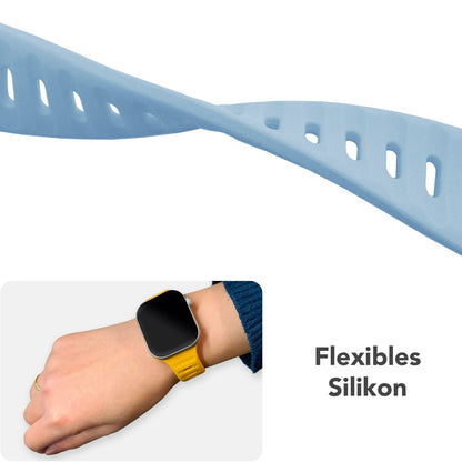 NALIA Motion Silikon Armband kompatibel mit Apple Watch Armband iWatch Series Ultra/SE 10 9 8 7 6 5 4 3 2 1, 42/44/45/46/49mm, Ersatzarmband Sportarmband Steck-Pin Verschluss