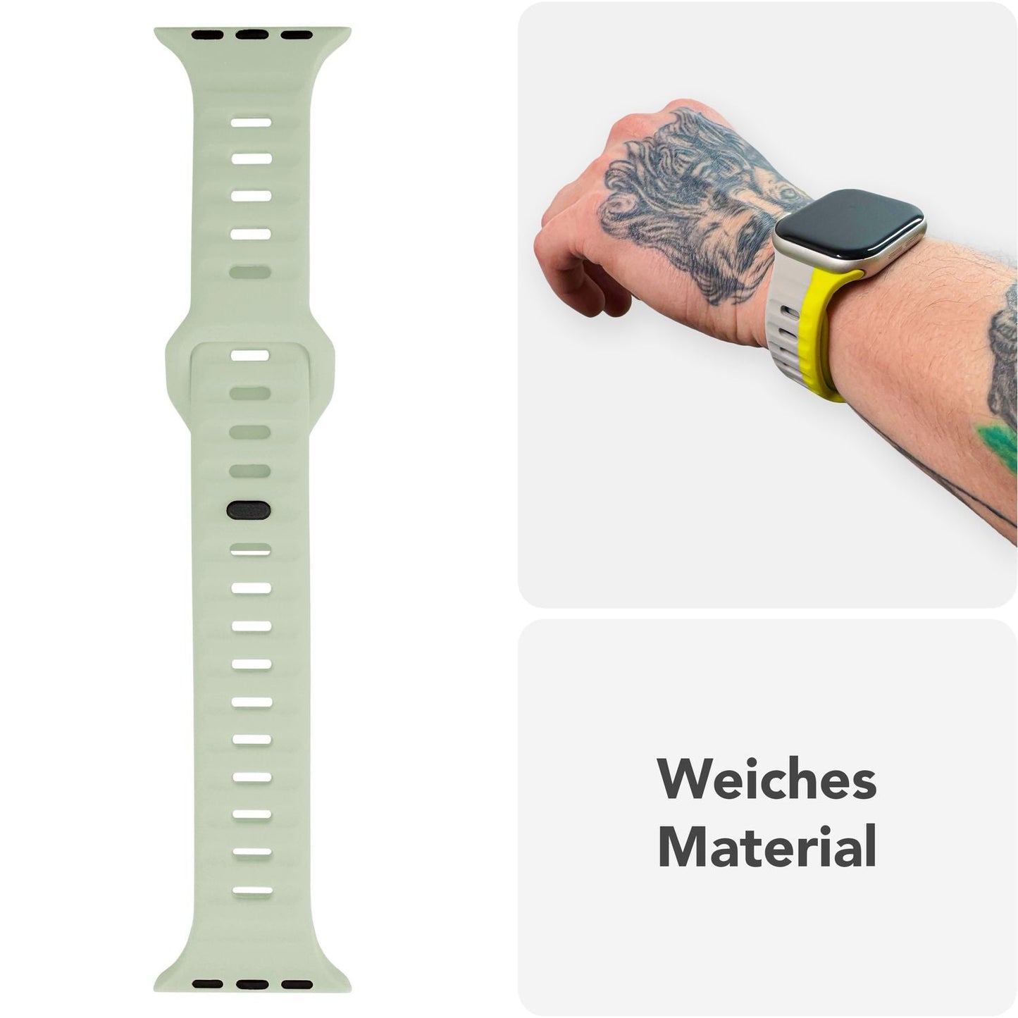 NALIA Motion Silikon Armband kompatibel mit Apple Watch Armband iWatch Series Ultra/SE 10 9 8 7 6 5 4 3 2 1, 42/44/45/46/49mm, Ersatzarmband Sportarmband Steck-Pin Verschluss