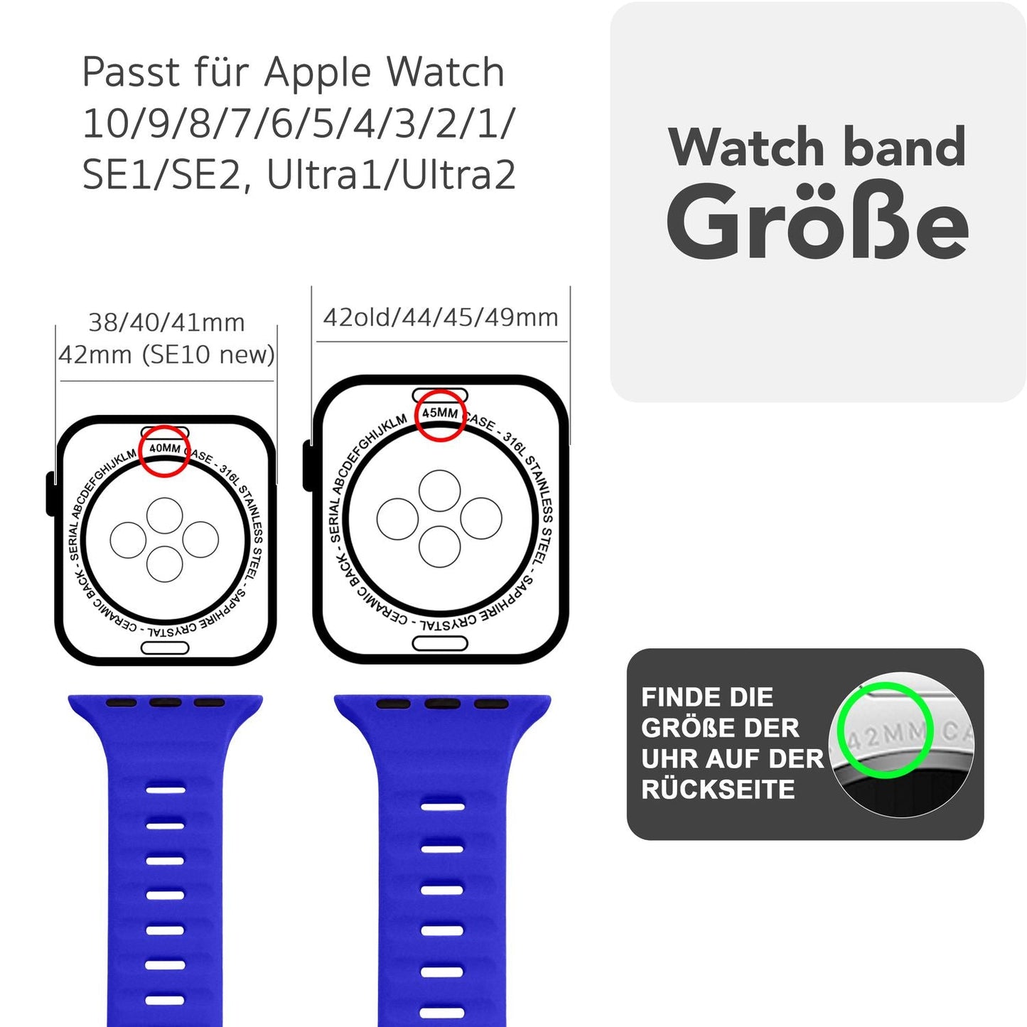 NALIA Motion Silikon Armband kompatibel mit Apple Watch Armband iWatch Series Ultra/SE 10 9 8 7 6 5 4 3 2 1, 42/44/45/46/49mm, Ersatzarmband Sportarmband Steck-Pin Verschluss
