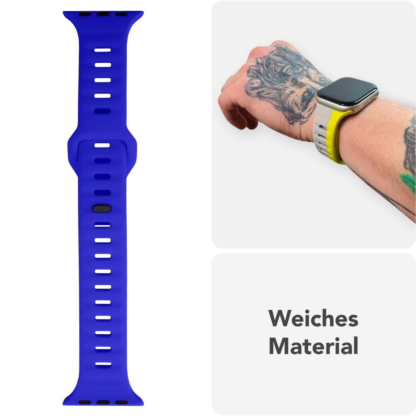 NALIA Motion Silikon Armband kompatibel mit Apple Watch Armband iWatch Series Ultra/SE 10 9 8 7 6 5 4 3 2 1, 42/44/45/46/49mm, Ersatzarmband Sportarmband Steck-Pin Verschluss