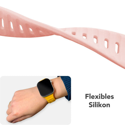 NALIA Motion Silikon Armband kompatibel mit Apple Watch Armband iWatch Series Ultra/SE 10 9 8 7 6 5 4 3 2 1, 42/44/45/46/49mm, Ersatzarmband Sportarmband Steck-Pin Verschluss
