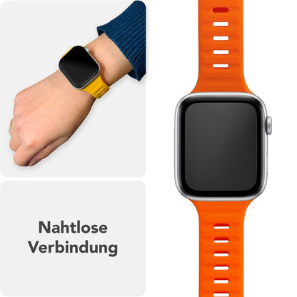 NALIA Motion Silikon Armband kompatibel mit Apple Watch Armband iWatch Series Ultra/SE 10 9 8 7 6 5 4 3 2 1, 42/44/45/46/49mm, Ersatzarmband Sportarmband Steck-Pin Verschluss