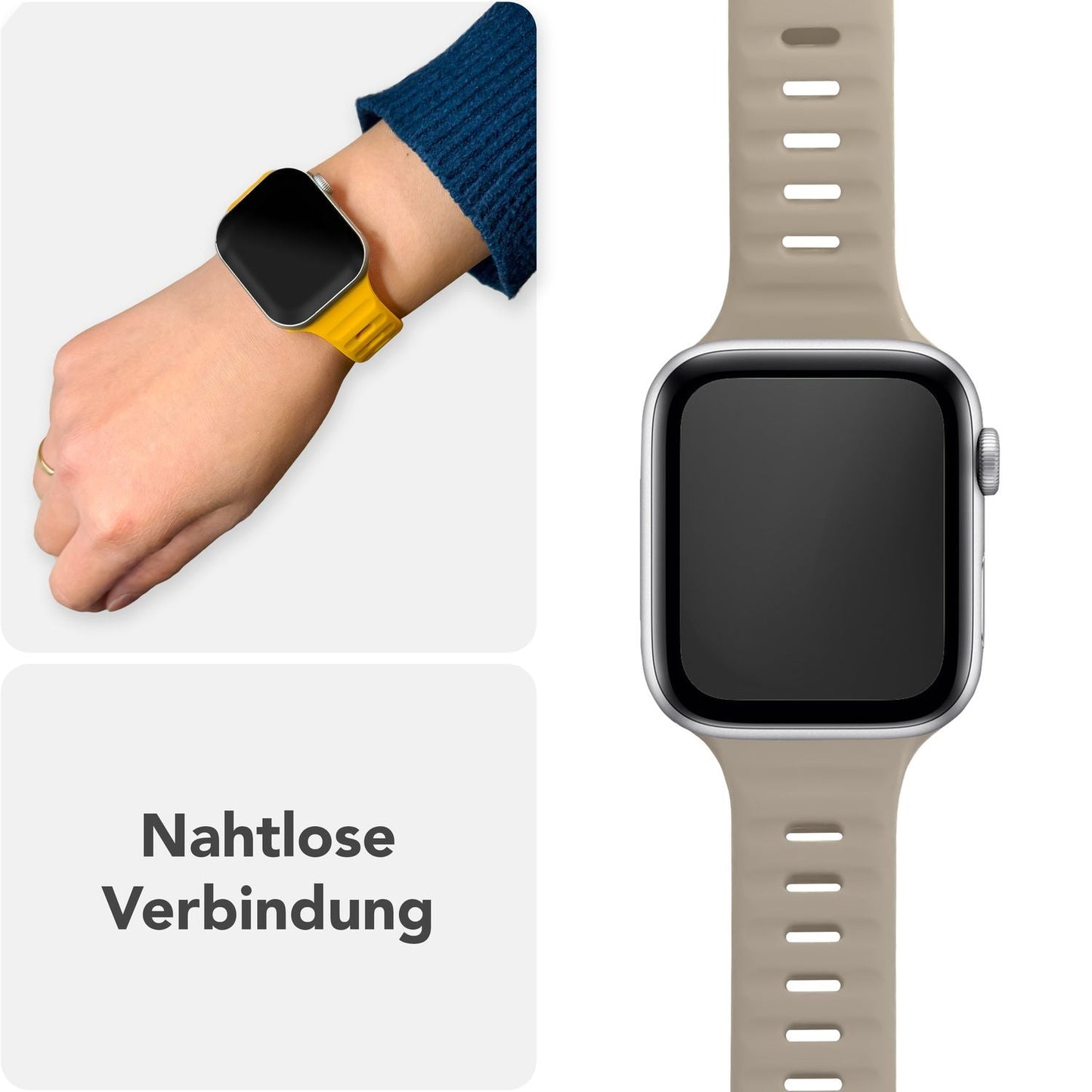 NALIA Motion Silikon Armband kompatibel mit Apple Watch Armband iWatch Series Ultra/SE 10 9 8 7 6 5 4 3 2 1, 42/44/45/46/49mm, Ersatzarmband Sportarmband Steck-Pin Verschluss