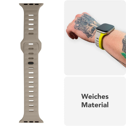 NALIA Motion Silikon Armband kompatibel mit Apple Watch Armband iWatch Series Ultra/SE 10 9 8 7 6 5 4 3 2 1, 42/44/45/46/49mm, Ersatzarmband Sportarmband Steck-Pin Verschluss