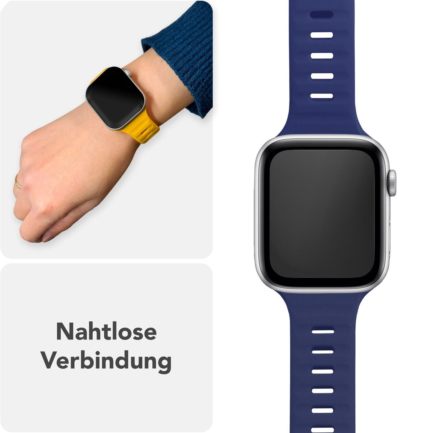 NALIA Motion Silikon Armband kompatibel mit Apple Watch Armband iWatch Series Ultra/SE 10 9 8 7 6 5 4 3 2 1, 42/44/45/46/49mm, Ersatzarmband Sportarmband Steck-Pin Verschluss