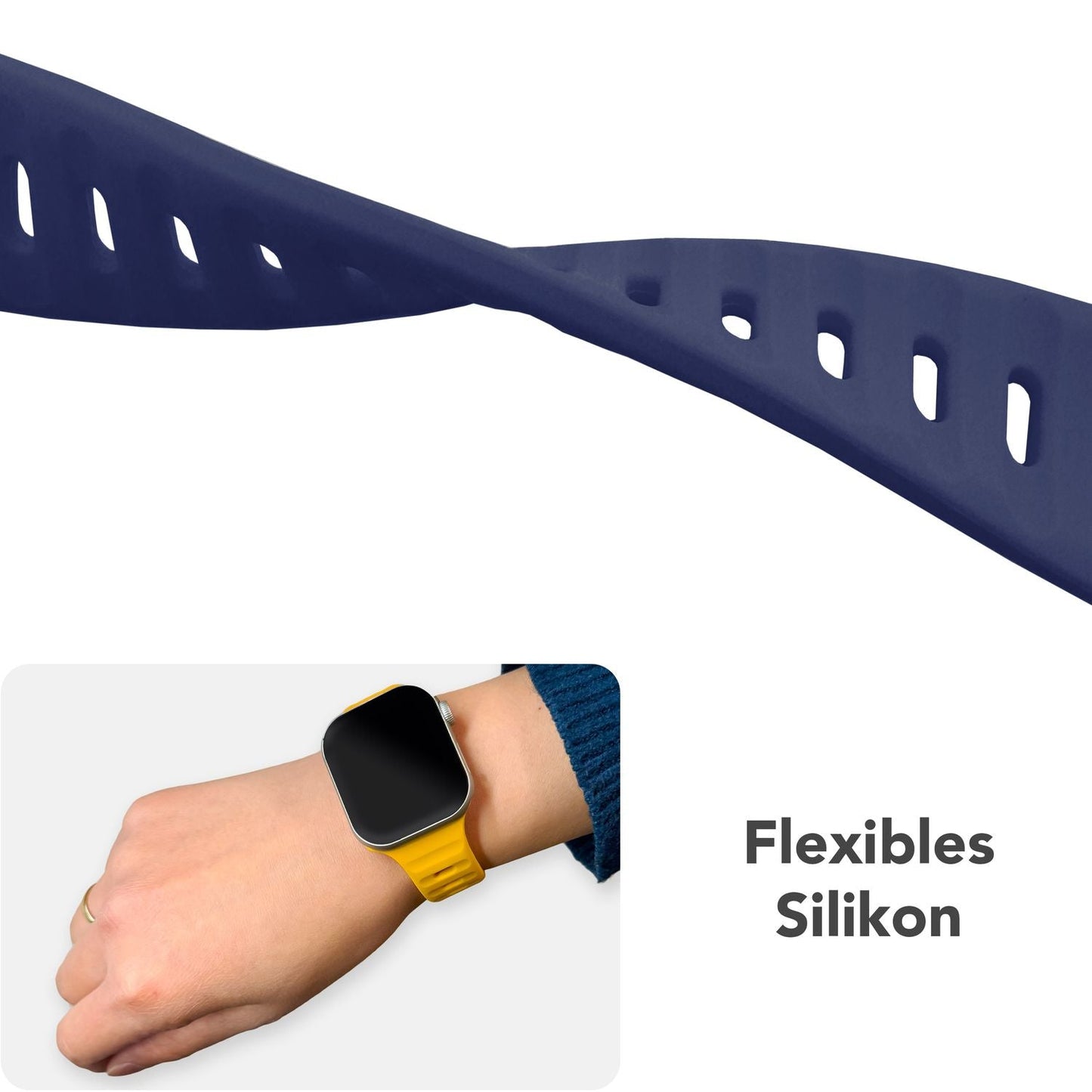 NALIA Motion Silikon Armband kompatibel mit Apple Watch Armband iWatch Series Ultra/SE 10 9 8 7 6 5 4 3 2 1, 42/44/45/46/49mm, Ersatzarmband Sportarmband Steck-Pin Verschluss