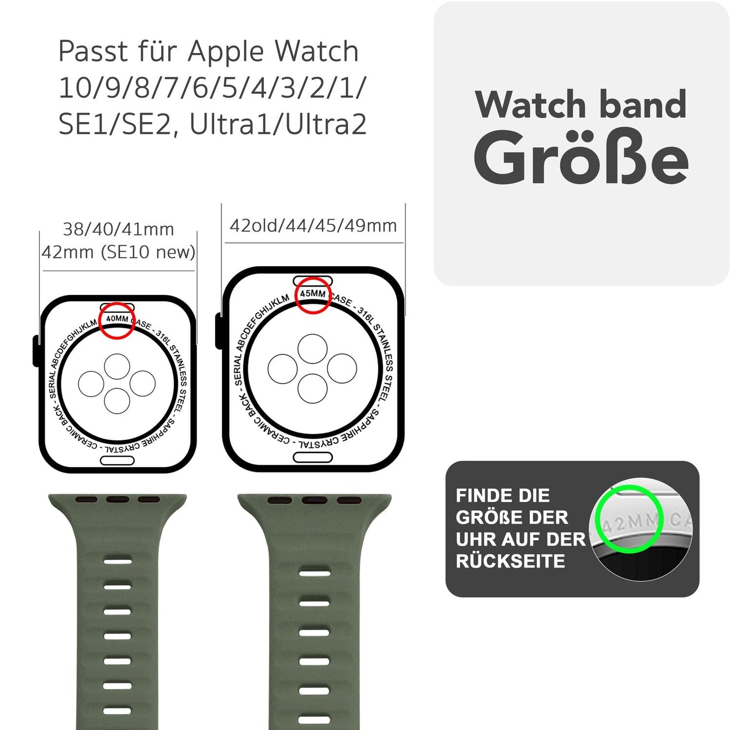 NALIA Motion Silikon Armband kompatibel mit Apple Watch Armband iWatch Series Ultra/SE 10 9 8 7 6 5 4 3 2 1, 42/44/45/46/49mm, Ersatzarmband Sportarmband Steck-Pin Verschluss