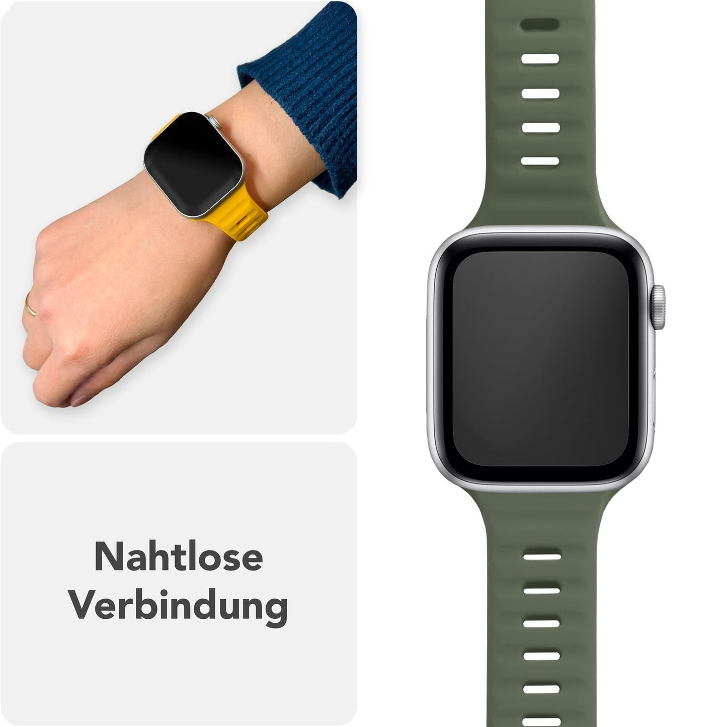 NALIA Motion Silikon Armband kompatibel mit Apple Watch Armband iWatch Series Ultra/SE 10 9 8 7 6 5 4 3 2 1, 42/44/45/46/49mm, Ersatzarmband Sportarmband Steck-Pin Verschluss
